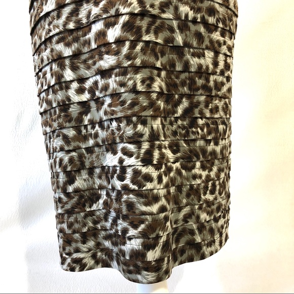 Adrianna Papell Animal Print Fitted Pleated Dress - Picture 3 of 8